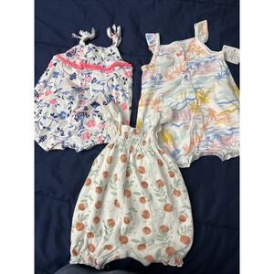 3 Baby girl rompers 100% Cotton 3M
